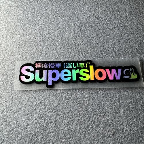 Image of Car Styling Sticker for Japanese Superslow Snail Creative Words Auto Oil Tank Window Body Vinyl Computer Case Motocross Decals (F 13x3cm Black Laser 2PCS)