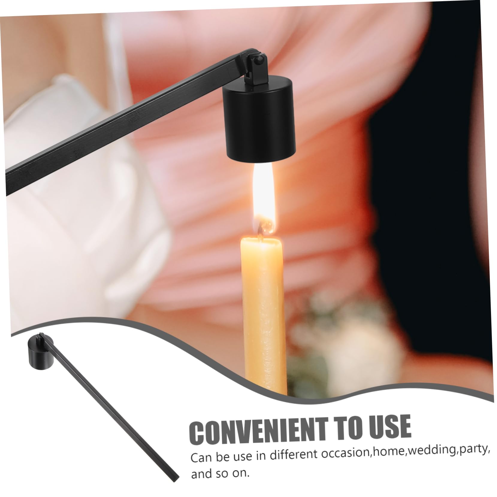 RORPOIR Simple Design Candle Snuffer Tool Extinguisher for Lightweight and Polished Finish for Home Weddings and Parties Black
