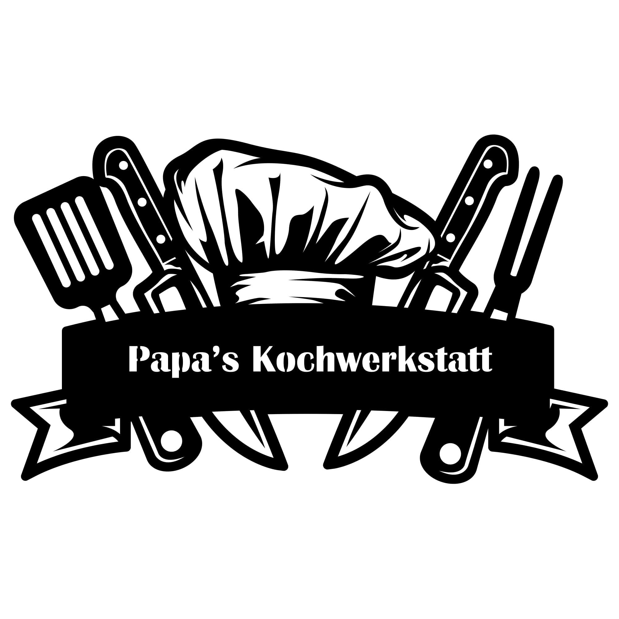 Areda Design Decoración de pared "Papas Kochwerkstät" de madera, regalo para cocinero aficionado y padre, placa de pared personalizada con o sin iluminación LED, decoración para cocina, barbacoa o