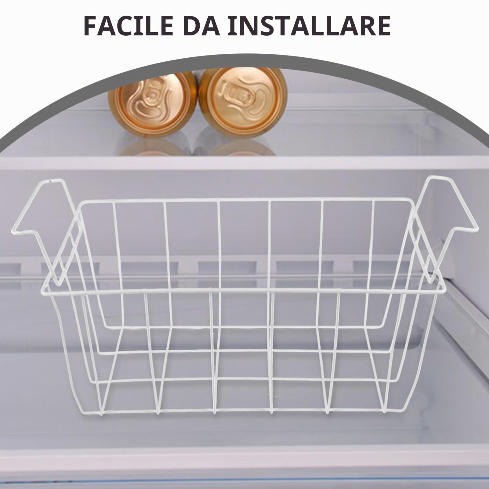 Cestello per Freezer in Acciaio Bianco, Organizer Frigorifero