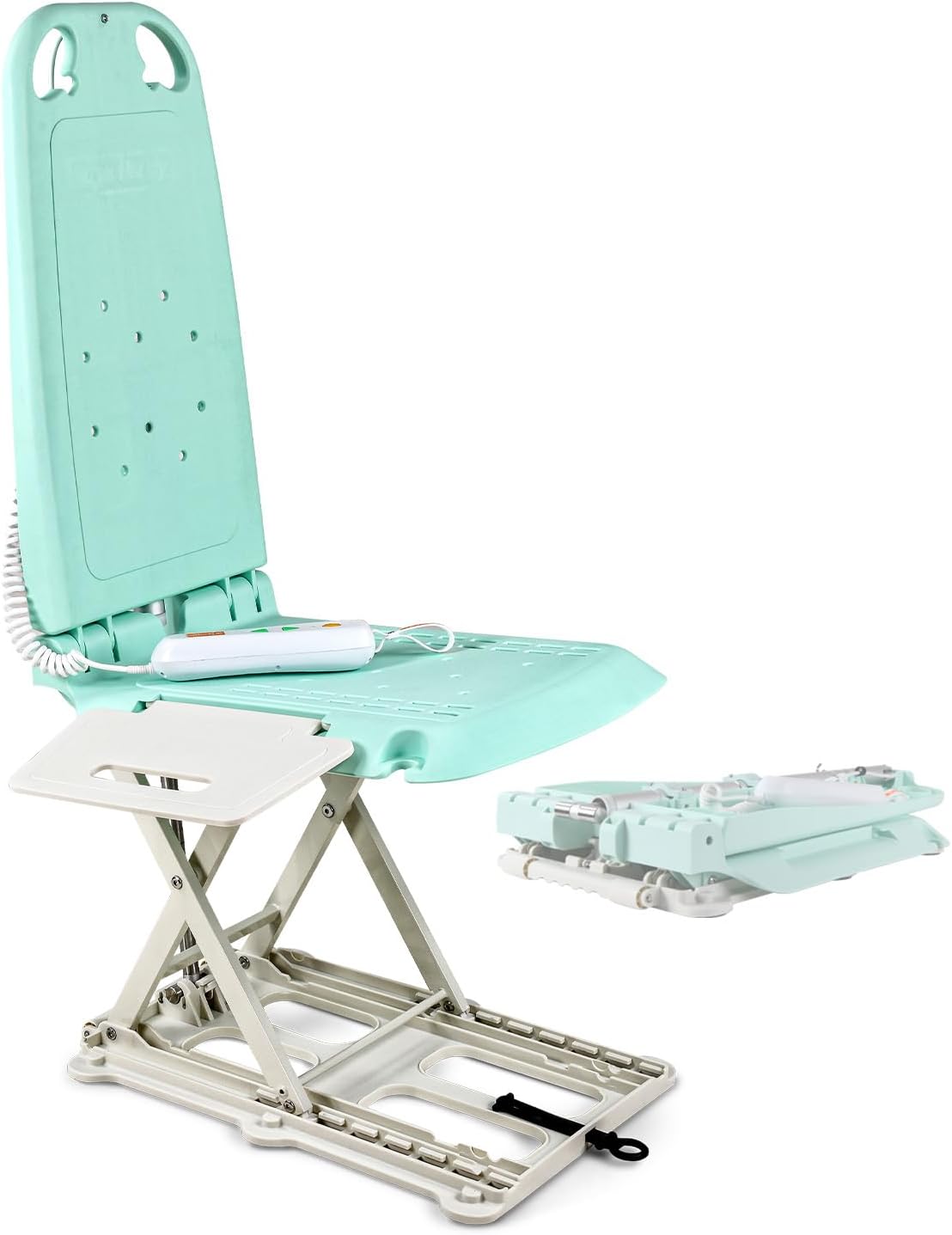 Product image of SuperHandy Portable Floor & Bath Lift – 26V 51.8Wh Battery, Lightweight 19 lbs, Foldable, 330 lb Capacity, IP68 Waterproof Lift for Seniors, Ergonomic Seat with Removable Panels (Aqua Blue)