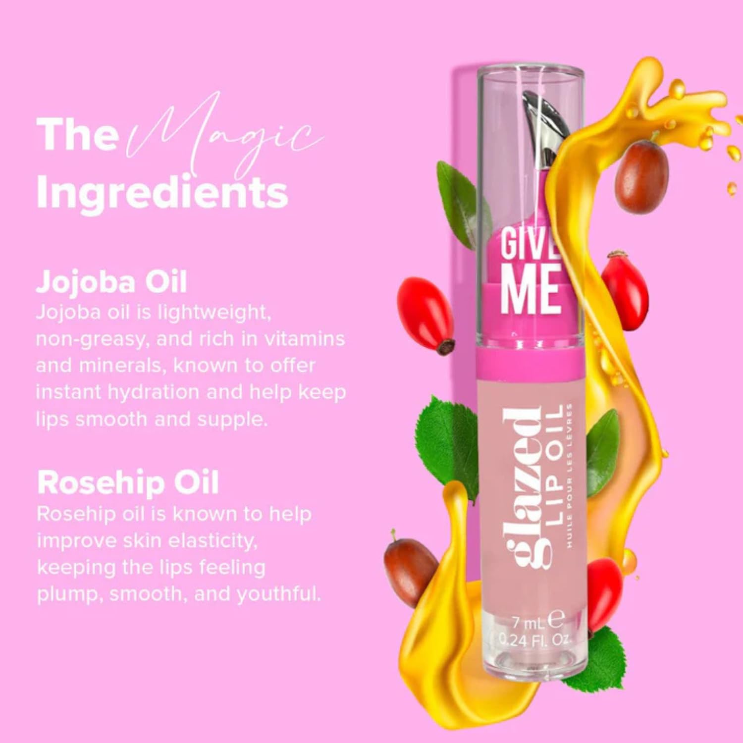 Give Me Cosmetics, Glazed Lip Oil, Infused with Jojoba Oil, Intensely Hydrating and Delivers a Gorgeous, Glossy Finish - Lighten Up - Image 2