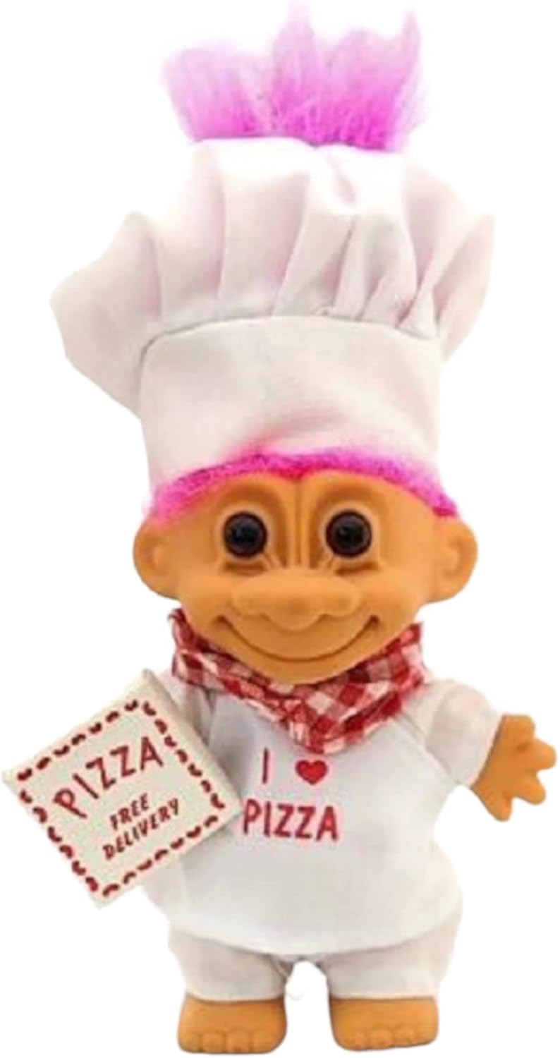 Pizza Man Troll Doll - I Love Pizza - Russ 6" Troll - Pink Hair