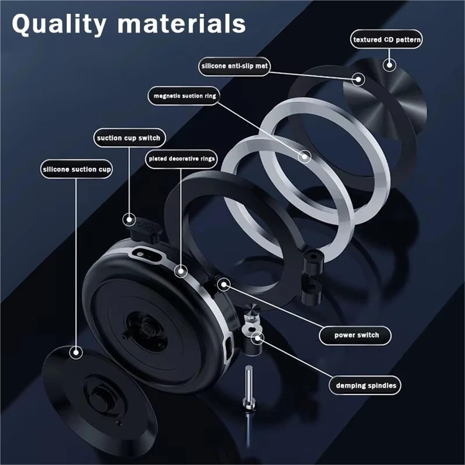 Soporte Movil Coche Soporte Auto Móvil Ventosa magnética de vacío giratoria de 360 ​​° Plegable para atracción magnética eléctrica Soporte de teléfono para Coche(Silver)