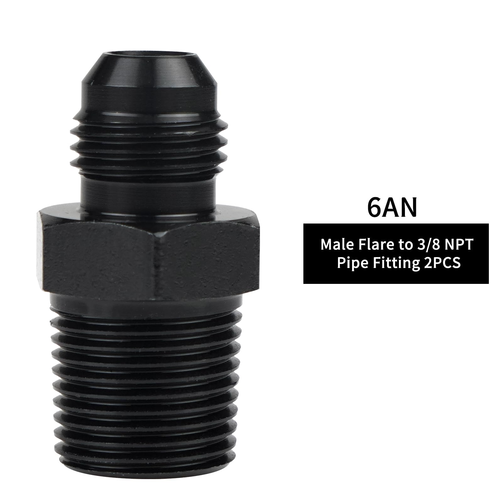 Aazon.co: 2Pcs 6AN ale Flare to 3/8 NPT Pipe Fitting Adapter Aluinu Alloy Straight, Black