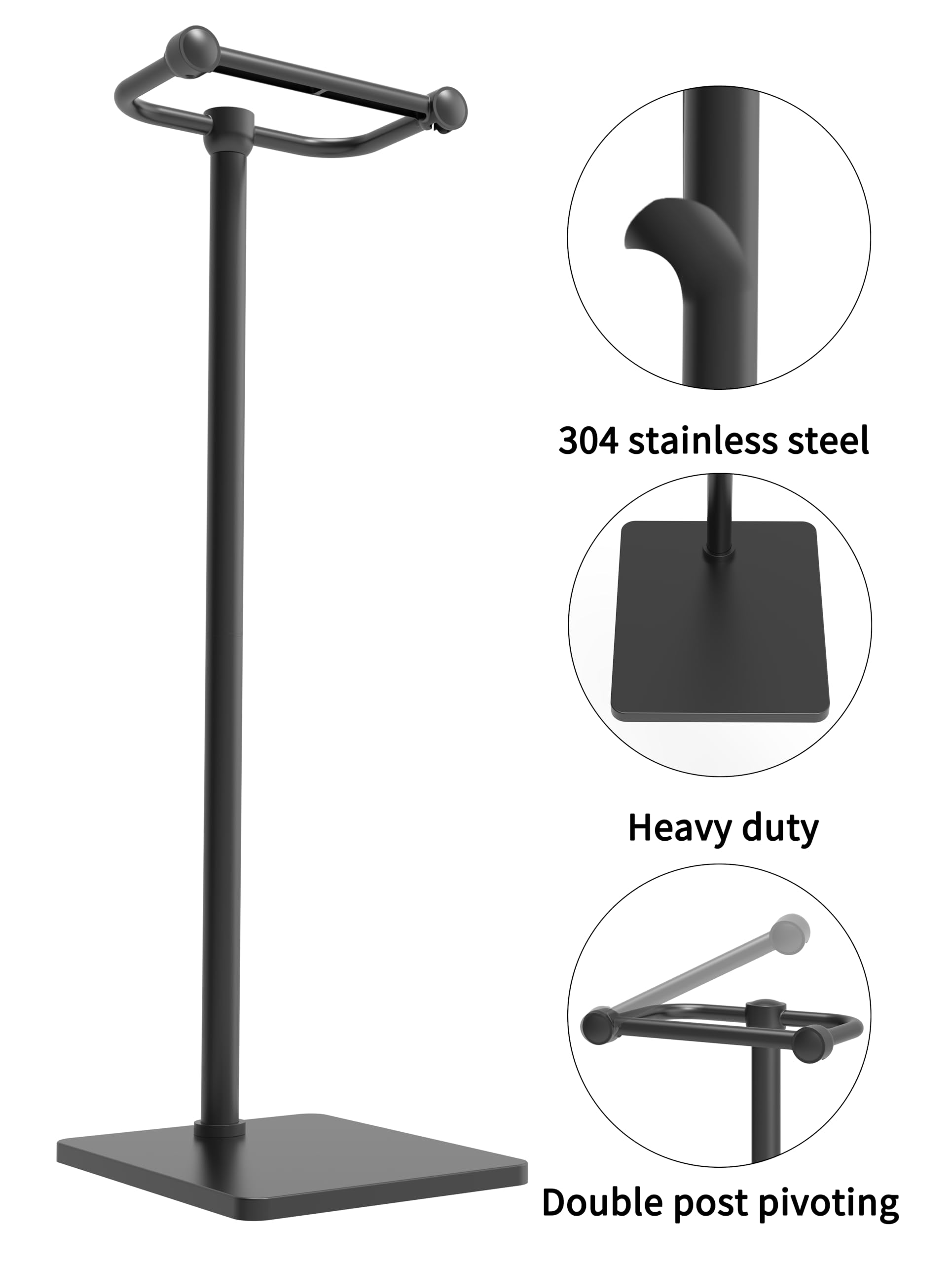 WZRUA Toilet Paper Holder Stand, Bathroom Toilet Paper Roll Holder Free Standing - Image 2