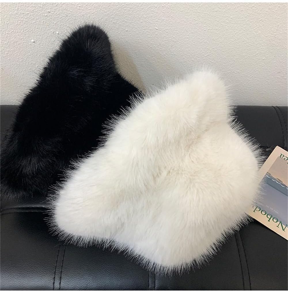 Winter Fluffy Faux Fur Plush Bucket Hat for Women Fuzzy Warm Fisherman Cap Outdoor Thick Winter Hat for Ladies - Image 5