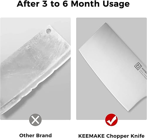 Miniatura 8 de KEEMAKE Cuchillo de carnicero de 7 pulgadas, cuchillo de carnicero con acero inoxidable de alto carbono 1.4116, cuchillo de carnicero resistente con