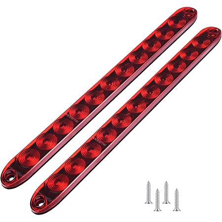Bulbs Smoke/Tinted Car & Truck Turn Signal Light Assemblies Bzocio 2Pcs 10Inch 15 LED Trailer Light LED Stop Turn Tail Light Third Brake Bar Strip For Heavy Duty Boats Trucks Red, Third