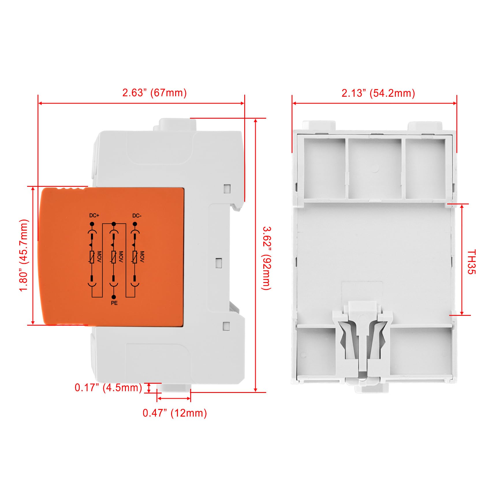 Heschen Surge Protective Device for PV, LYD1-PV1000, 3P 1000VDC 20KA, 35mm DIN Rail Mounting