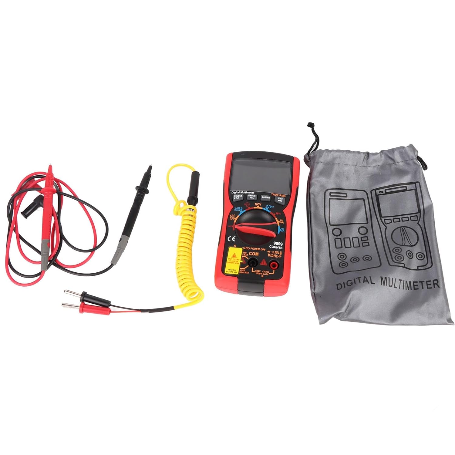 Digital Multimeter 9999 Counts Universal Tester with AC/DC Voltage Current Capacitance Temperature - High Precision LCD Backlit Display, Data Hold, and Auto Power - Off for