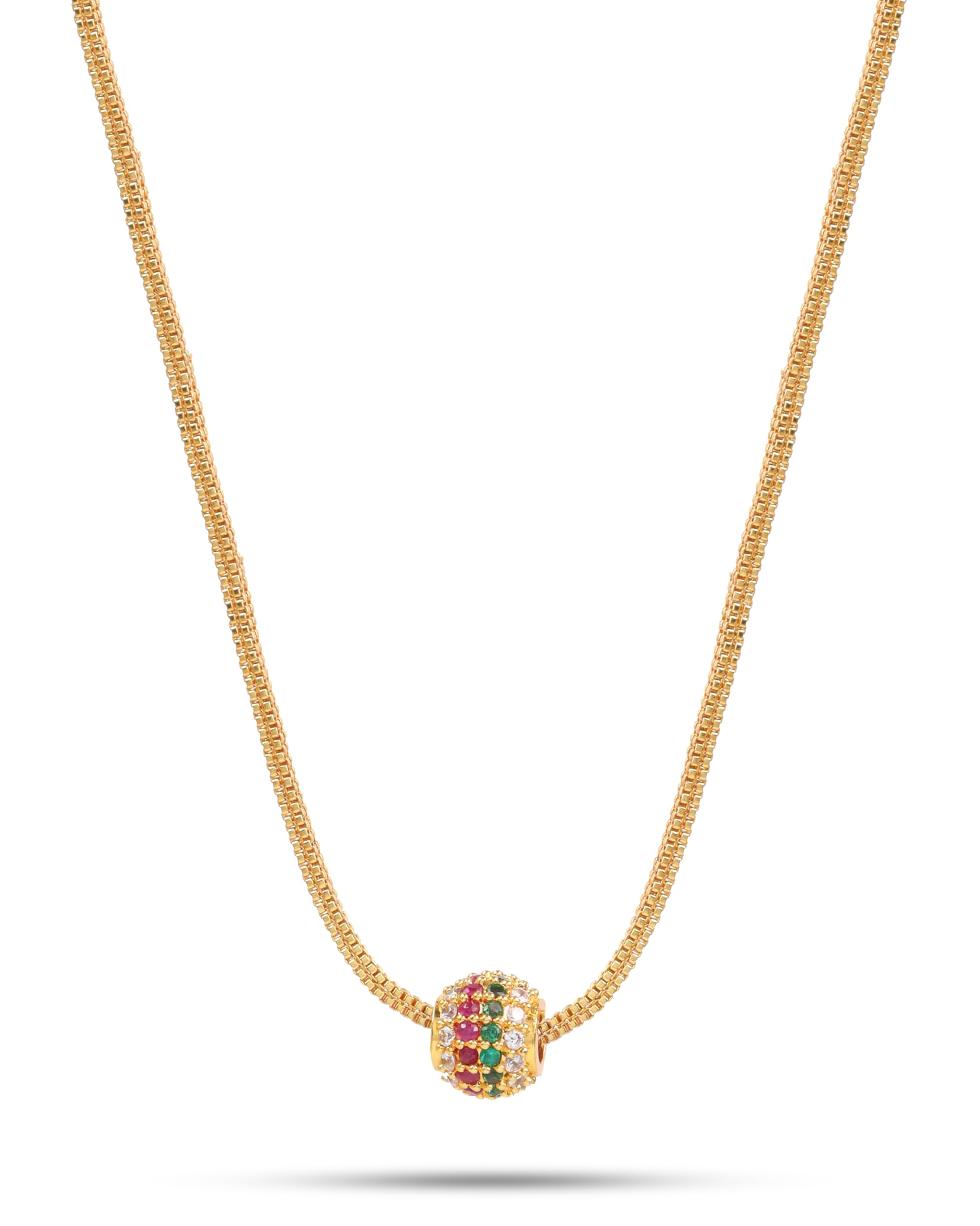 One Gram Micro Gold Plated Handcrafted Short and Small Dollar Pendant Chain for Women & Girls (18 inch)(DC-1107)