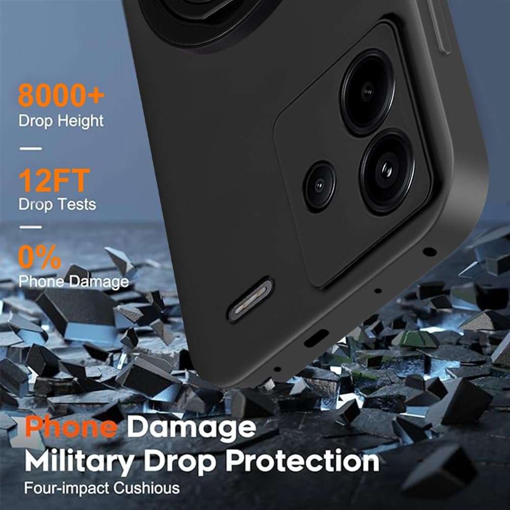 Compatible for Xiaomi Redmi Note 13 Pro Plus 5G Phone Case with Screen Protector, 360° Rotatable Ring Holder Kickstand/Stand Silicone TPU Protective Cover Case for Redmi Note 13 Pro+ Plus - Black - Image 7