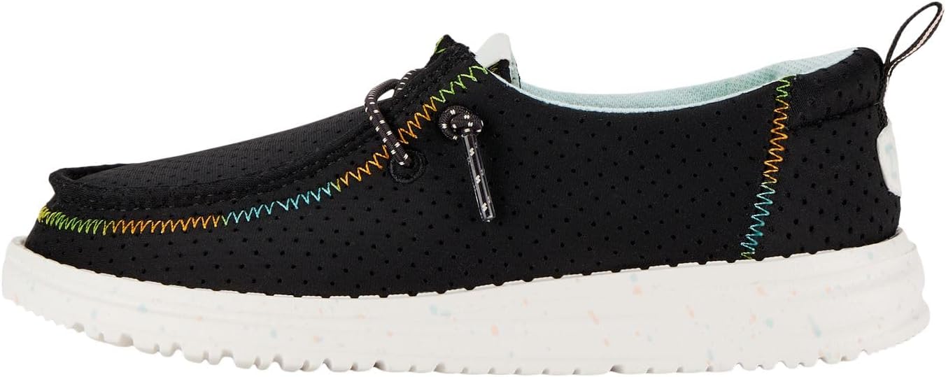 Hey Dude Girl's Wendy Y Perf Neoprene Black Size 13 | Youth's Shoes | Youth Slip-on Loafers | Comfortable & Light-Weight