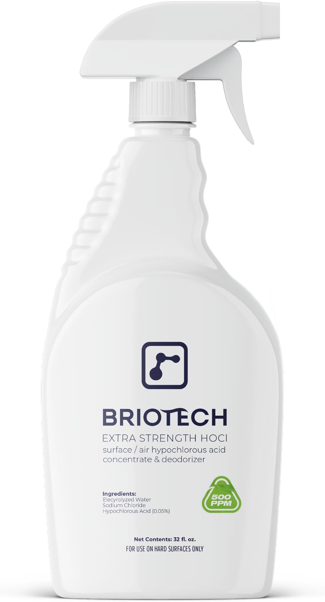 BRIOTECH Extra Strength Pure Hypochlorous Acid, BrioPro Surface & Air 500 PPM HOCl for ULV Foggers, Sprayers & Humidifiers, Professional Cleaner Deodorizer, Peroxide Free, Office, School, Home