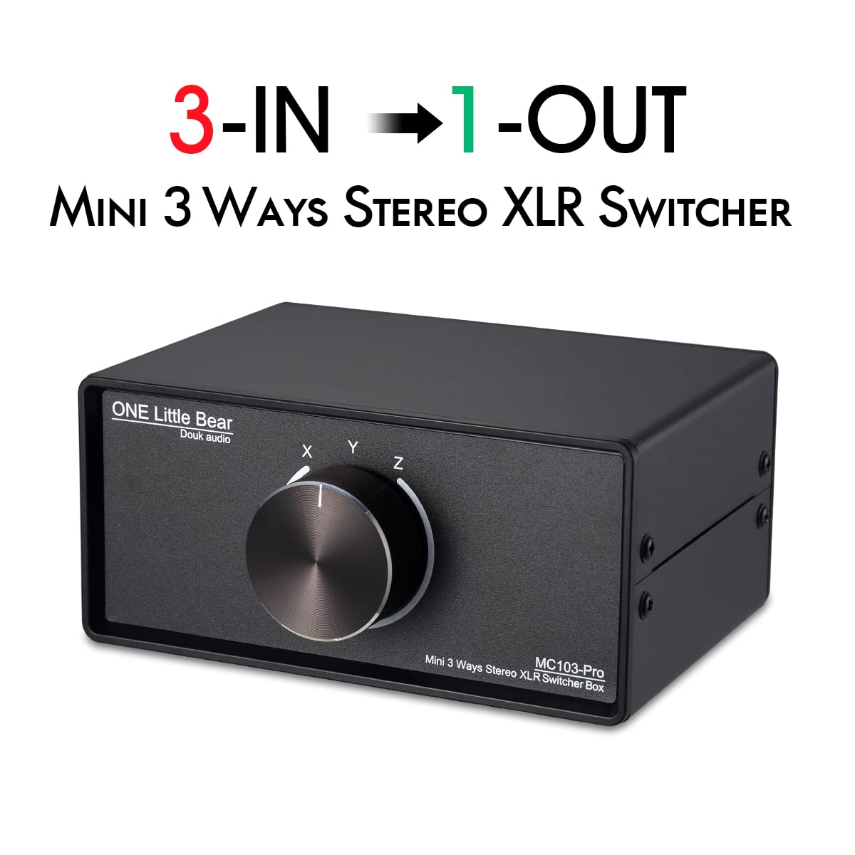 Nobsound 3-IN-1-OUT XLR przełącznik audio, zrównoważony konwerter audio, 3-drożny pasywny przełącznik wyboru dźwięku stereo (MC103 Pro 3-IN)