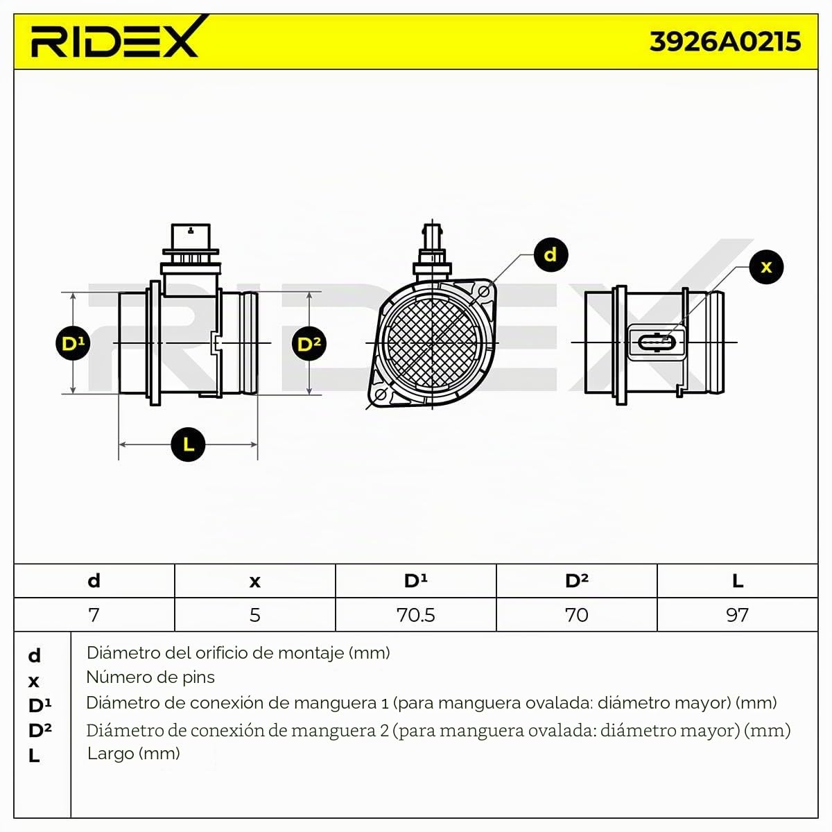 RIDEX 3926A0215 Medidor de masa de aire