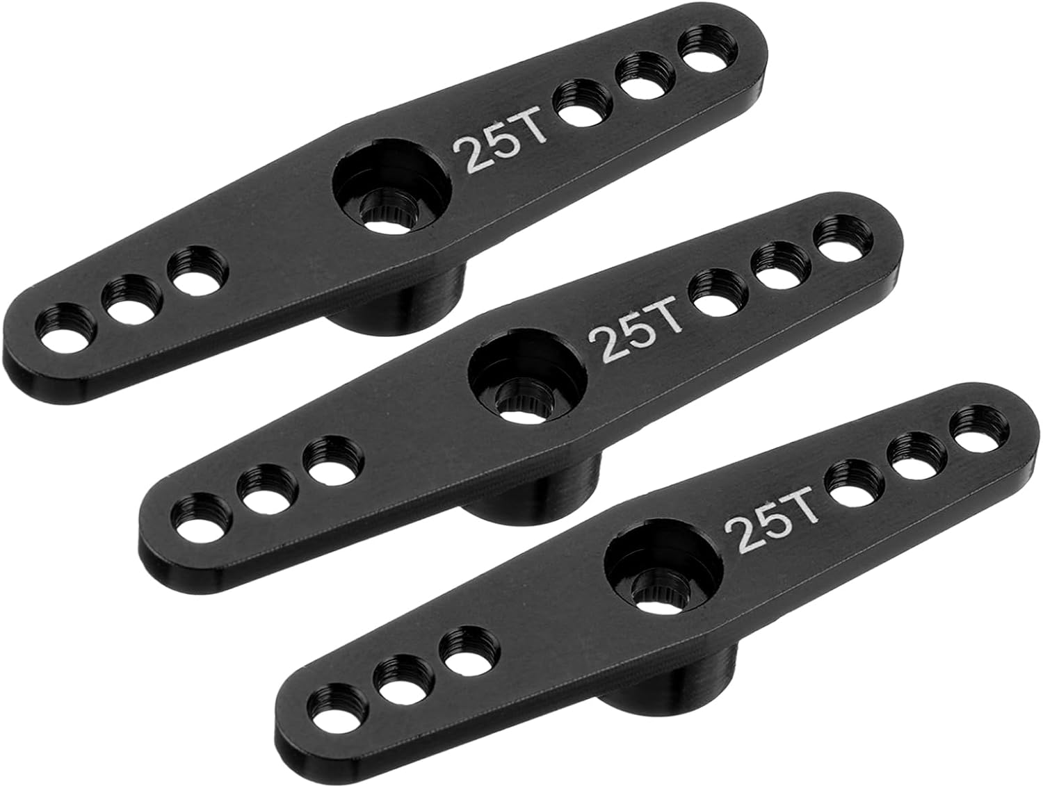 MECCANIXITY 3 Pcs Aluminum Servo Horn 25T Servo Horn Steering Double Arms 47mm Length Black Suitable for DIY RC Car/Boat/Airplanes Boat Model Accessories