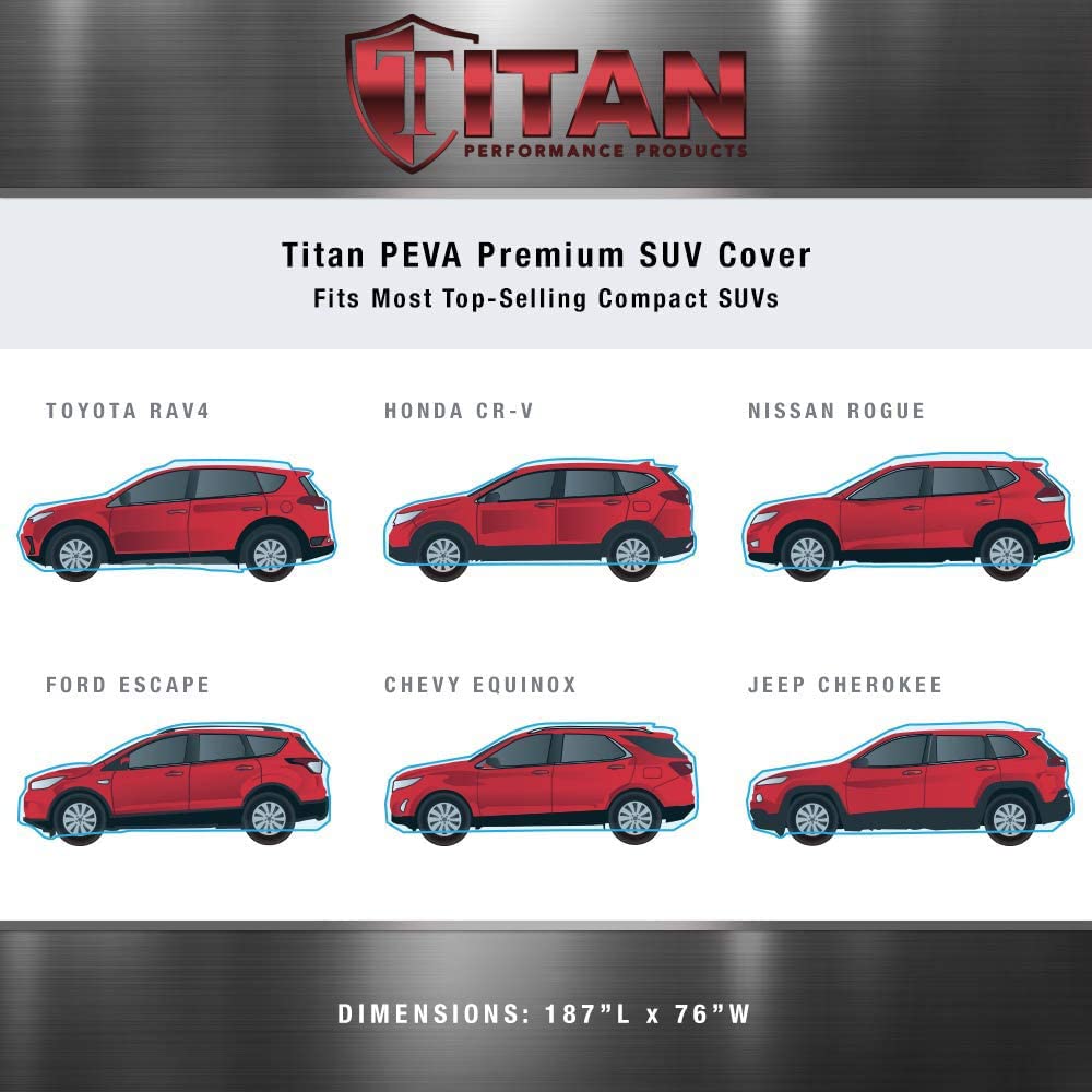 Titan Premium Multi-Layer PEVA Car Cover for Compact SUV 170-187 Waterproof UV Protection Anti-Scratch Protective Lining Driver-Side Zippered — view 5