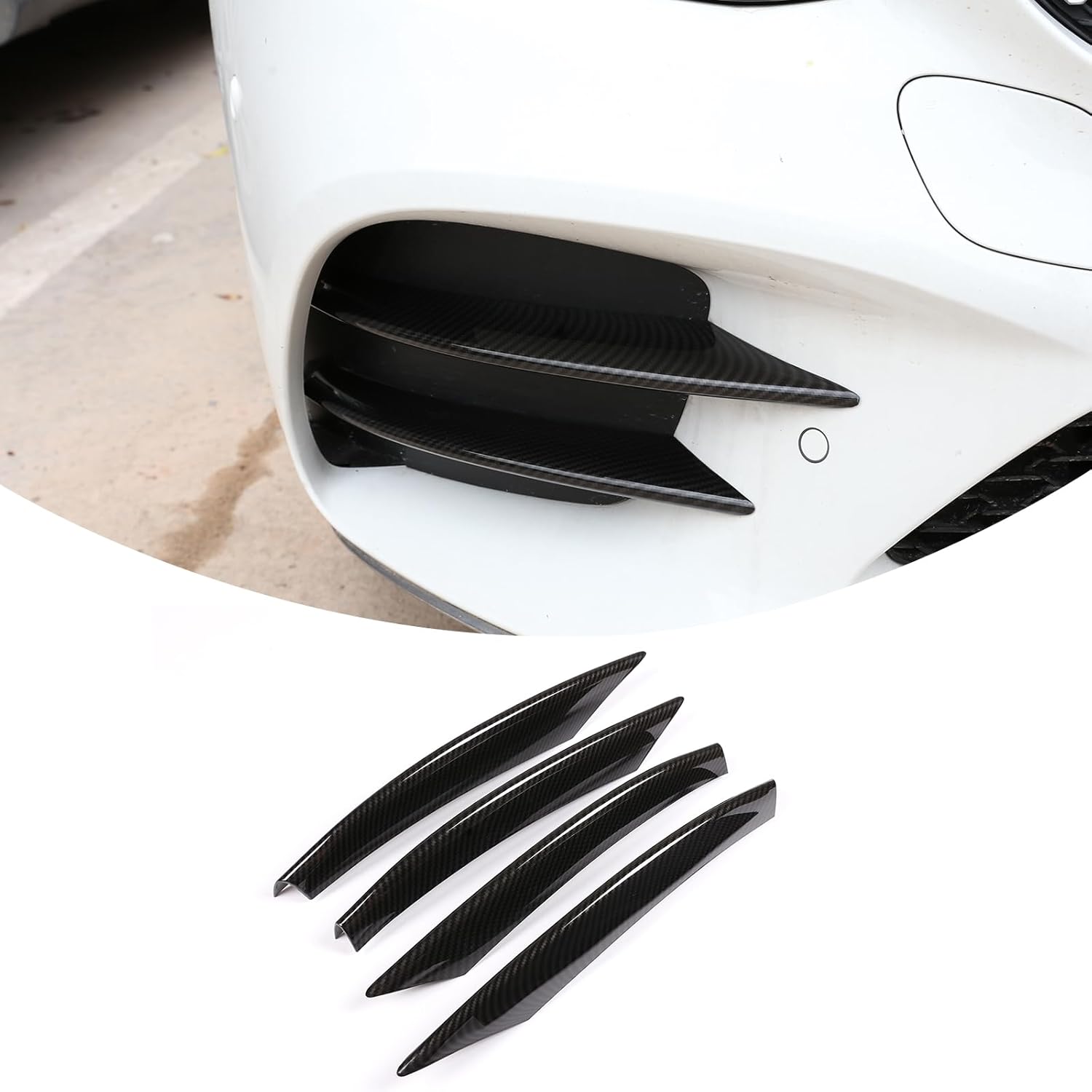 Front Fog Lamp Cover Trims Compatible with Mercedes Benz C Class W205 2019-2021 Front Fog Light Eyebrow Lamp Cover Front Bumper Trim Auto Accessories (Carbon Fiber)