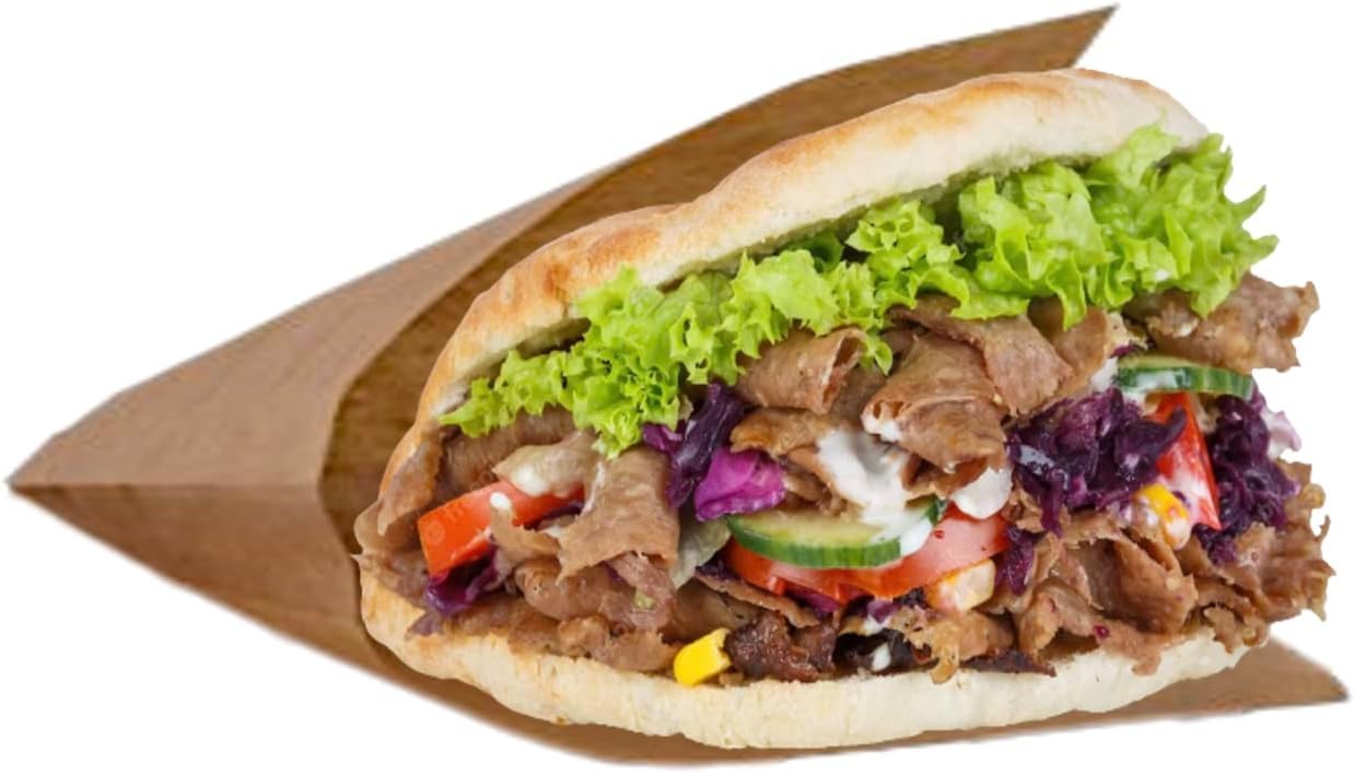 Sacchetti in Carta Kraft Antigrasso 250 Pezzi 15x15 cm per Hamburger Kebab Panini
