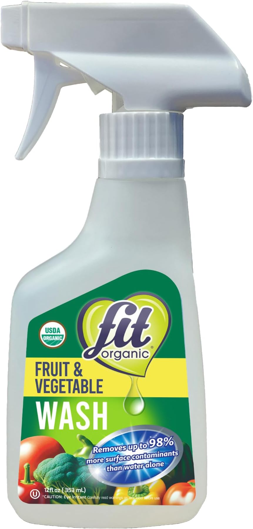 Fruit and Vegetable Wash, Spray Bottle, White, Clear, 12 Fl Oz