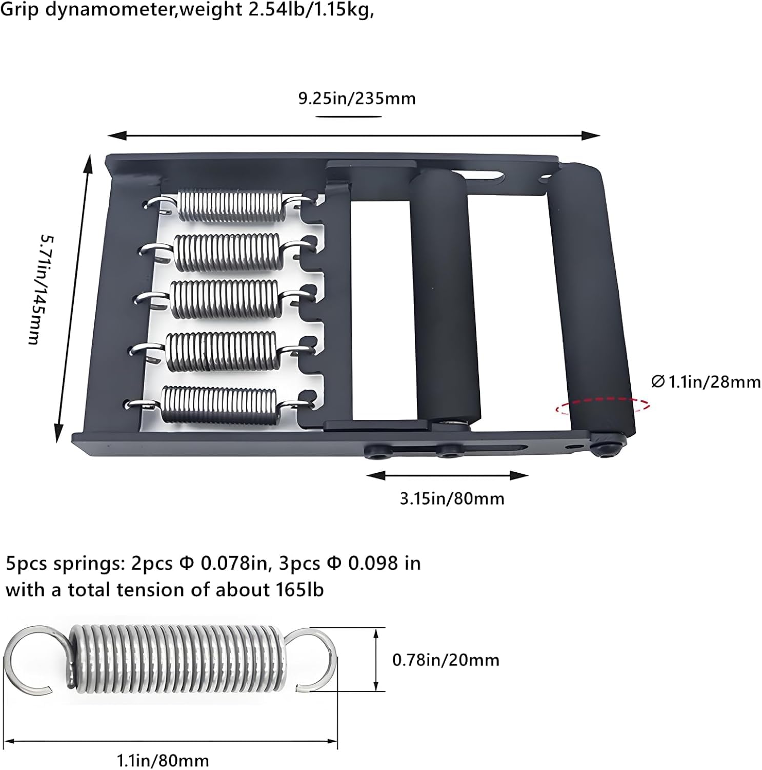 Professional Hand Grip Strengthener 165 lbs (75kg),Comfortable and wear-resistant foam handle,Weighted Great Wrist & Forearm Exercise, Arm Strength Builder, for Home Office &Gym &School
