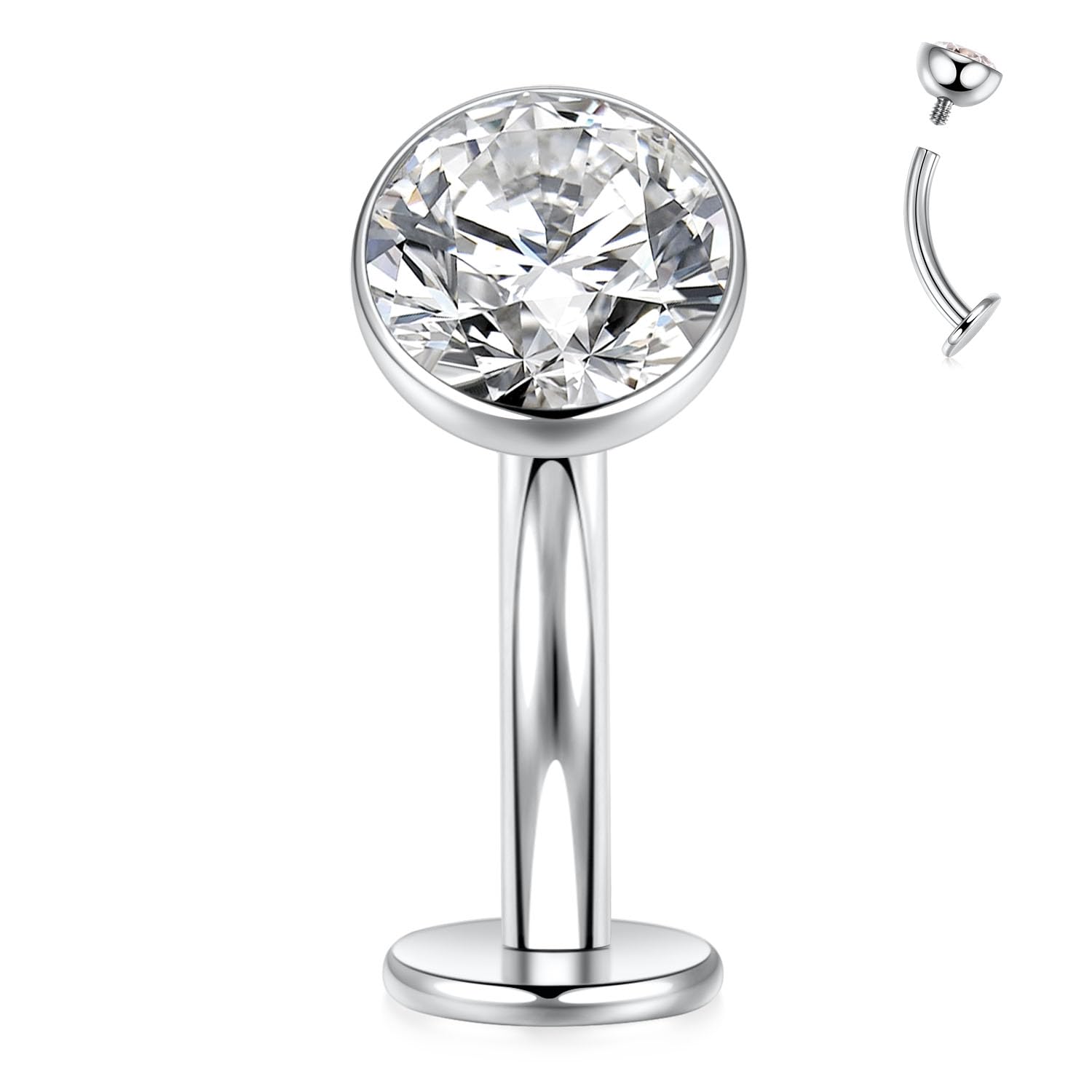 Piercing Banane Nombril En Titane Avec 1 Zirconium Rond Et 1 Zirconium