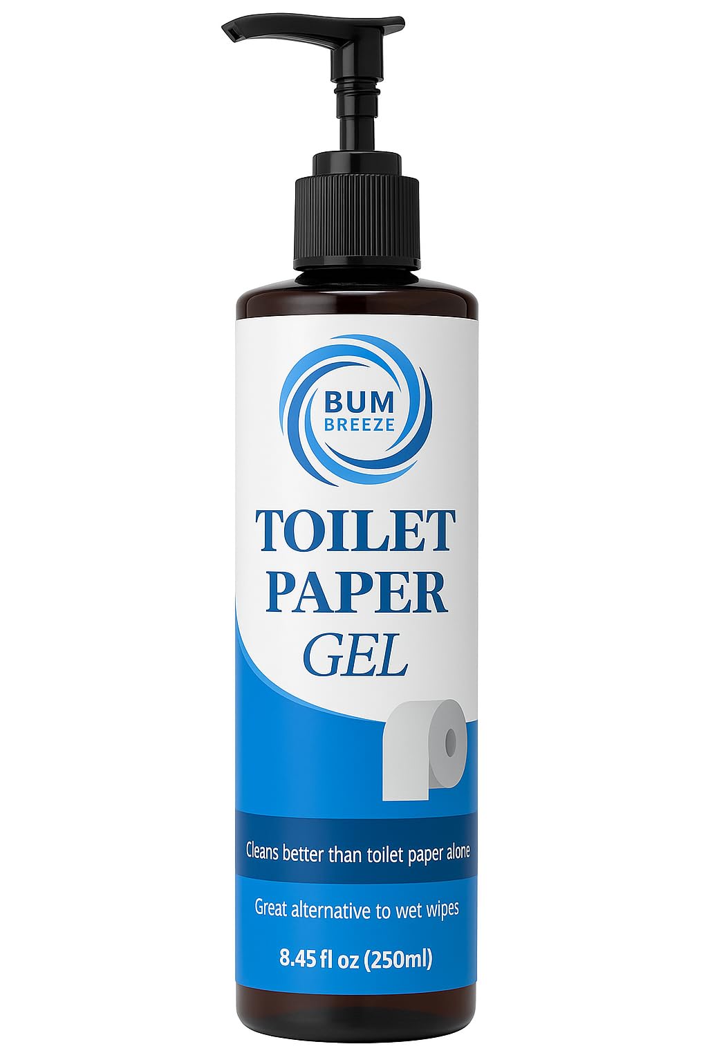 Bum Breeze Toilet Paper Gel, 3 Month Size, 8.45oz | Wet Wipe Alternative, Flush Safe, Toilet Paper Foam Spray or Lotion Substitute