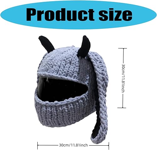 Miniatura 5 de Beanie, Fundas para cascos de motocicleta, divertidos conejos, orejas de felpa, cubiertas protectoras de cara completa para paseos divertidos y