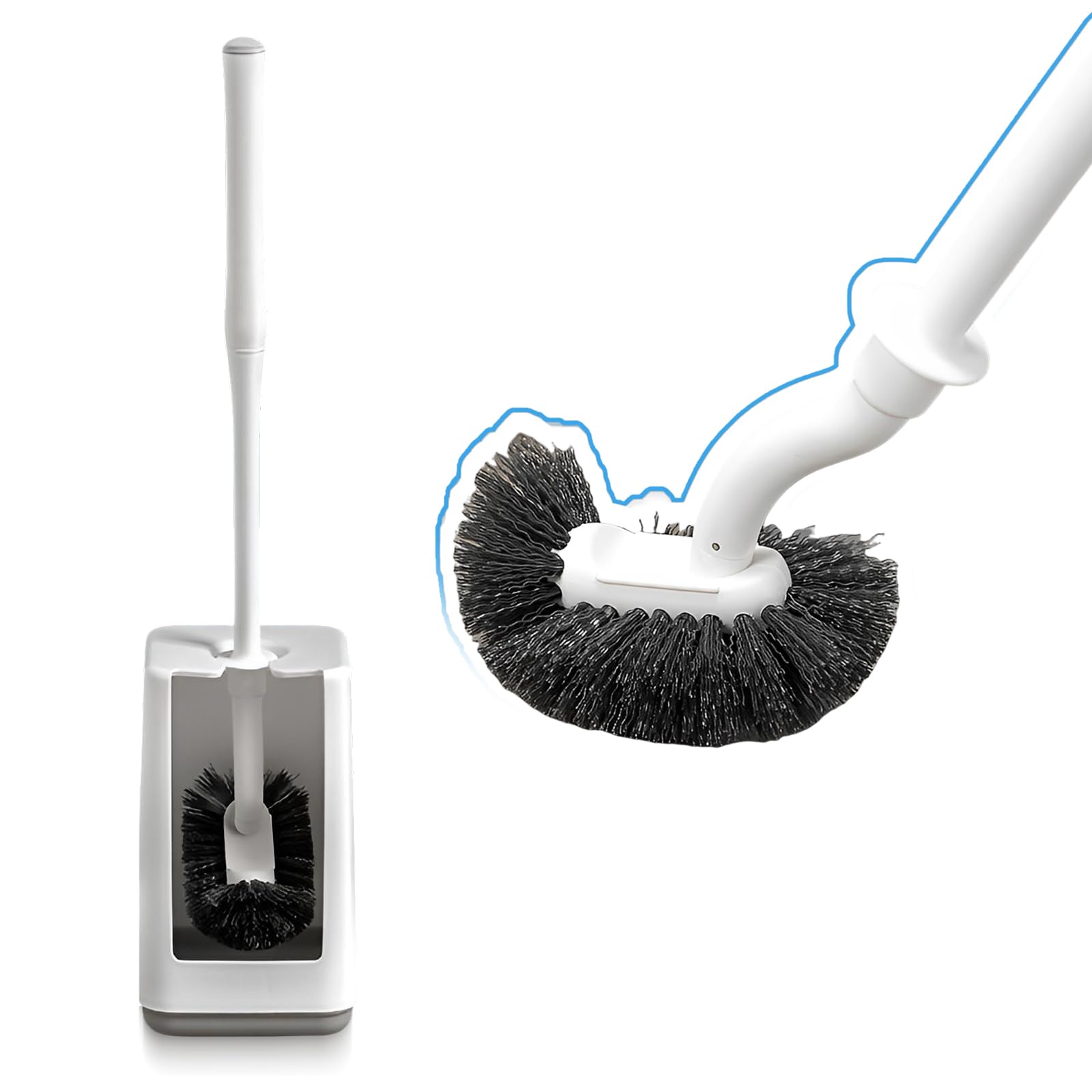 Toilet Bowl Brush and Holder,Bathroom Toilet Brush Holder Set,Deep Cleaner, Toilet Brush with Quick Drying Holder Set with Solid Handle and Durable Bristles for Bathroom Cleaning (Square)