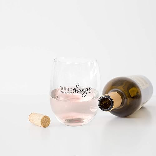 Miniatura 7 de Set de regalo de taza de café y copa de vino sin tallo con texto en inglés "For The Things I Can And Cannot Change", divertido combo de taza