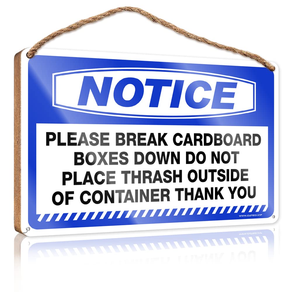 Hangding Wood Sign Notice Please Break Cardboard Boxes Down Do Not Wooden Sign Fall Porch Sign Man Cave Furniture(23X35CM)