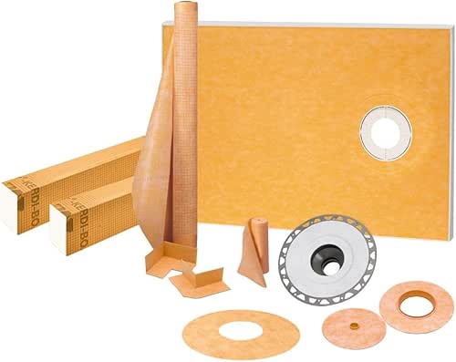 Schluter Kerdi Shower Kit with Shower Tray, Curb, Waterproofing Membrane,