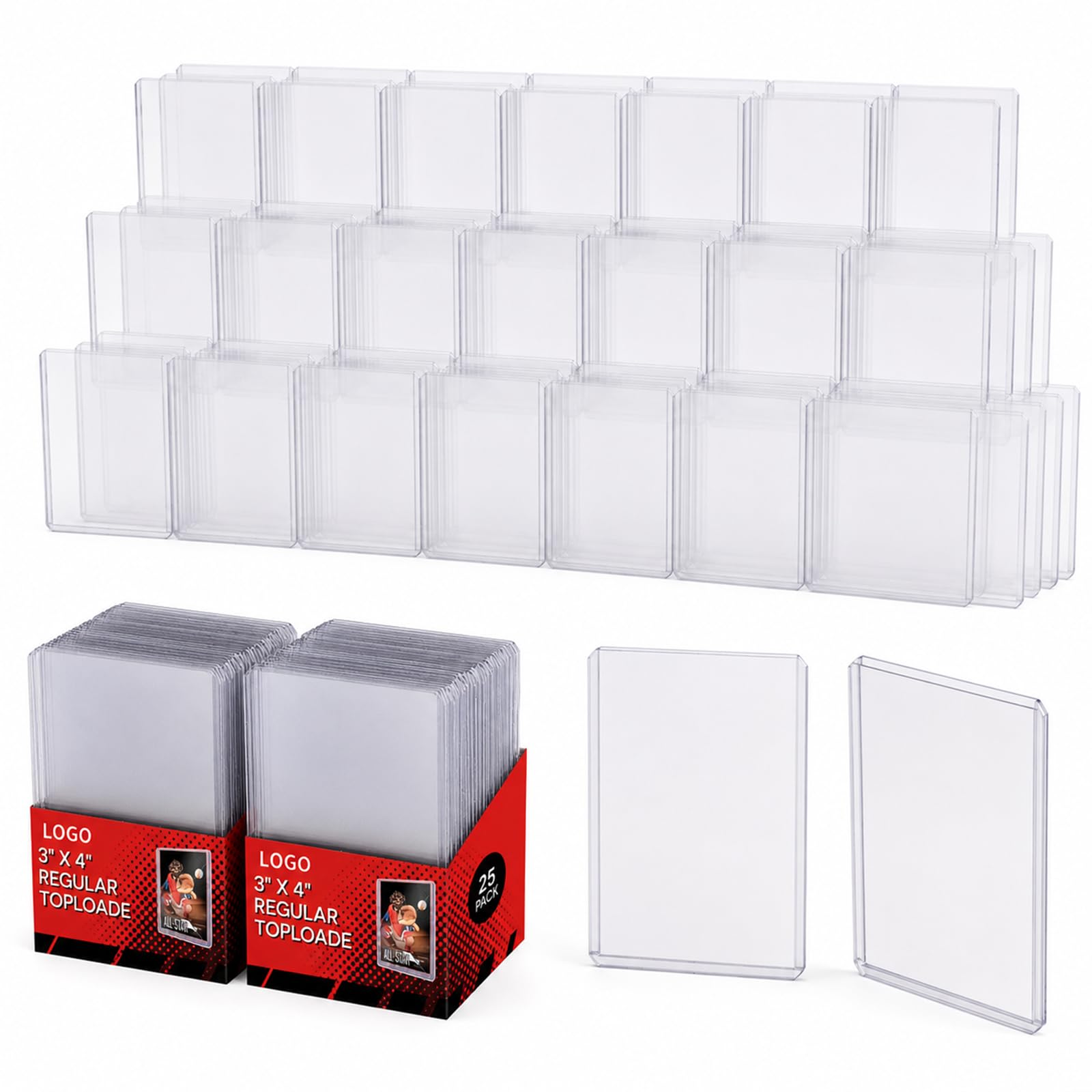 Hao Zhu Card Sleeves Hard Toploaders, 50 Pack 3x4 Inch