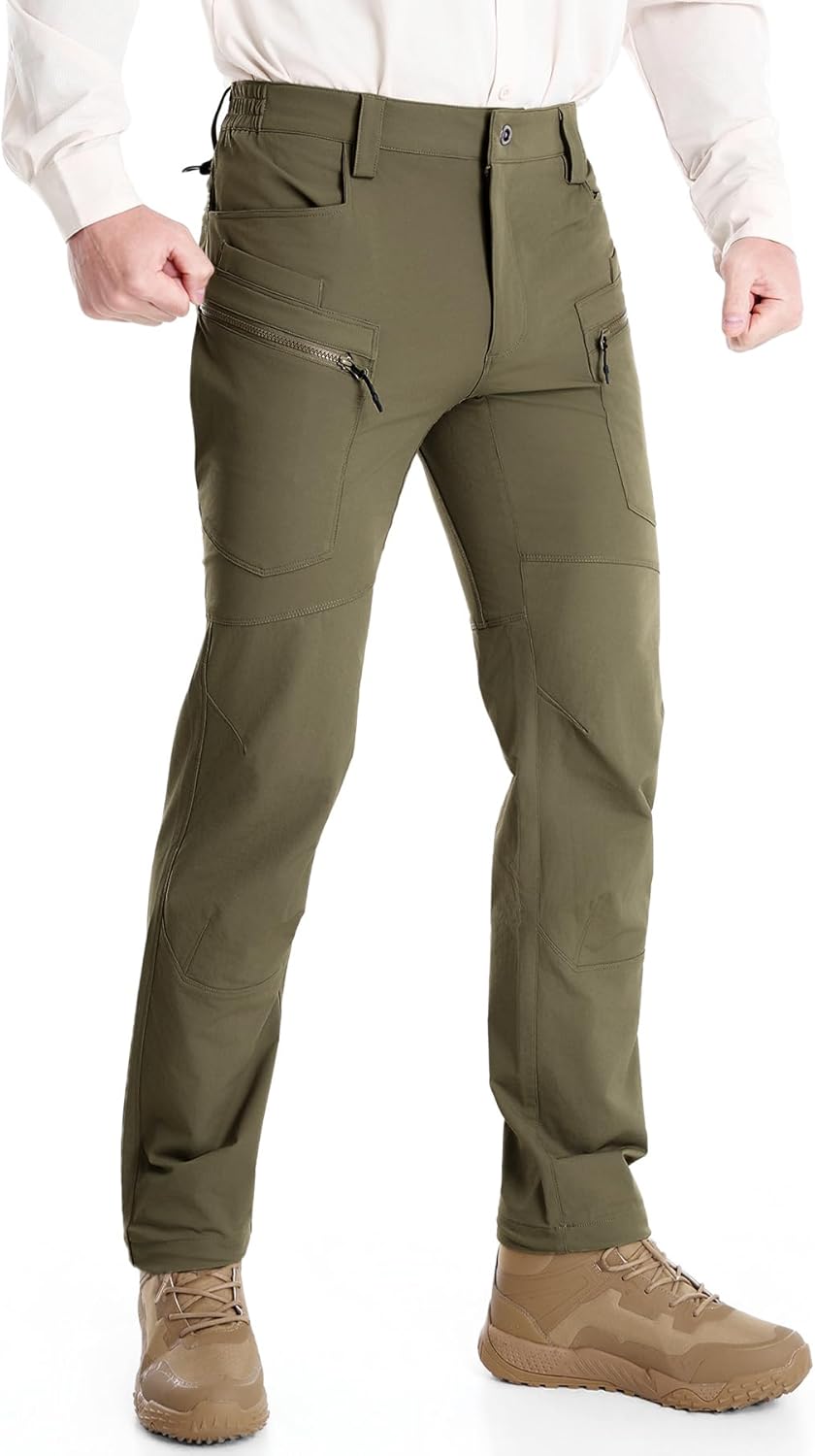 Men's Tactical Cargo Work Pants Water Resistant Stretch Lightweight Outdoor EDC Travel Hiking Pants with 8 Pockets