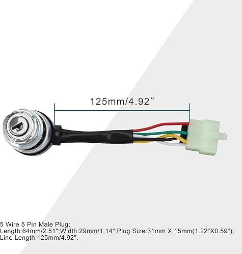 Miniatura 2 de GOOFIT Interruptor de llave de encendido de 5 cables con tapa para 50cc 70cc 90cc 110cc 125cc 150cc ATV Go-Kart