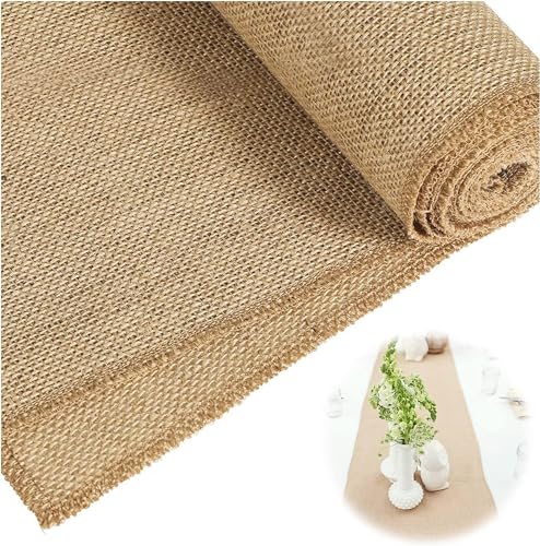 Ltsbaed Chemin de Table en Toile de Jute Vintage Nature 30cm x 300cm - Ruban de Jute Marron pour Décoration de Mariage de Noël