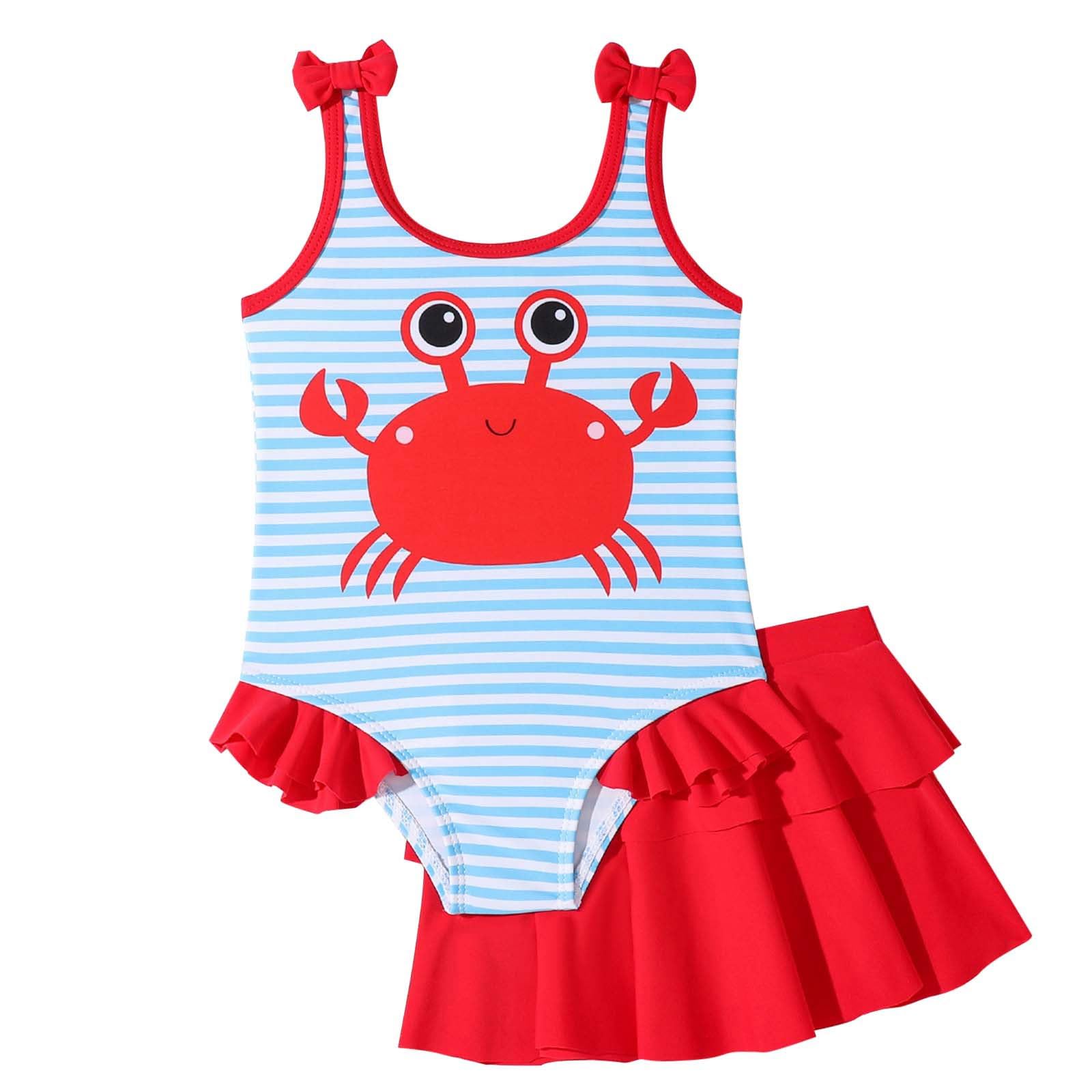 Generisch Bañador para niña Bañador Niñas Lindo Pequeño Cangrejo Kini Bañador Natación Piscina Agua Caliente Natación Natación Piscina Natación Agua Caliente Natación