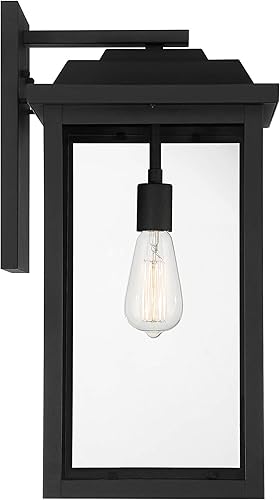 Miniatura 6 de John Timberland Eastcrest - Moderna lámpara de pared para exteriores, con textura, color negro, paneles de vidrio transparente de 20 12 pulgadas