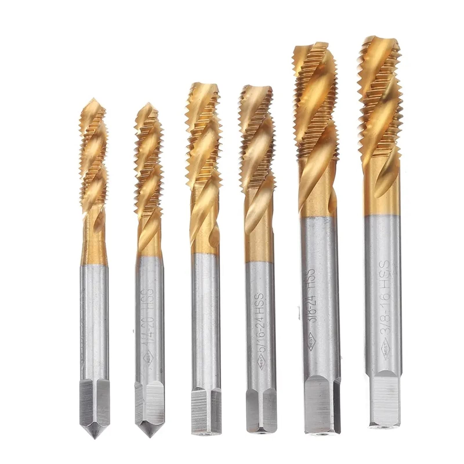 Juego de brocas para macho de roscar de acero de titanio HSS con revestimiento métrico, rosca espiral, compuesto para máquina de tornillos M3-M12, herramientas manuales MINGPING (color: M10 x 1,5)