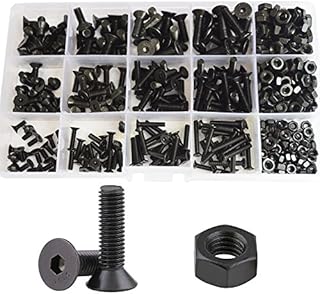 Hex Flat Head Bolt Metric Thread Hexagon Socket Cap Bolt Assortment Kit M3 M4 M5 12.9 Class Carbon Steel Black