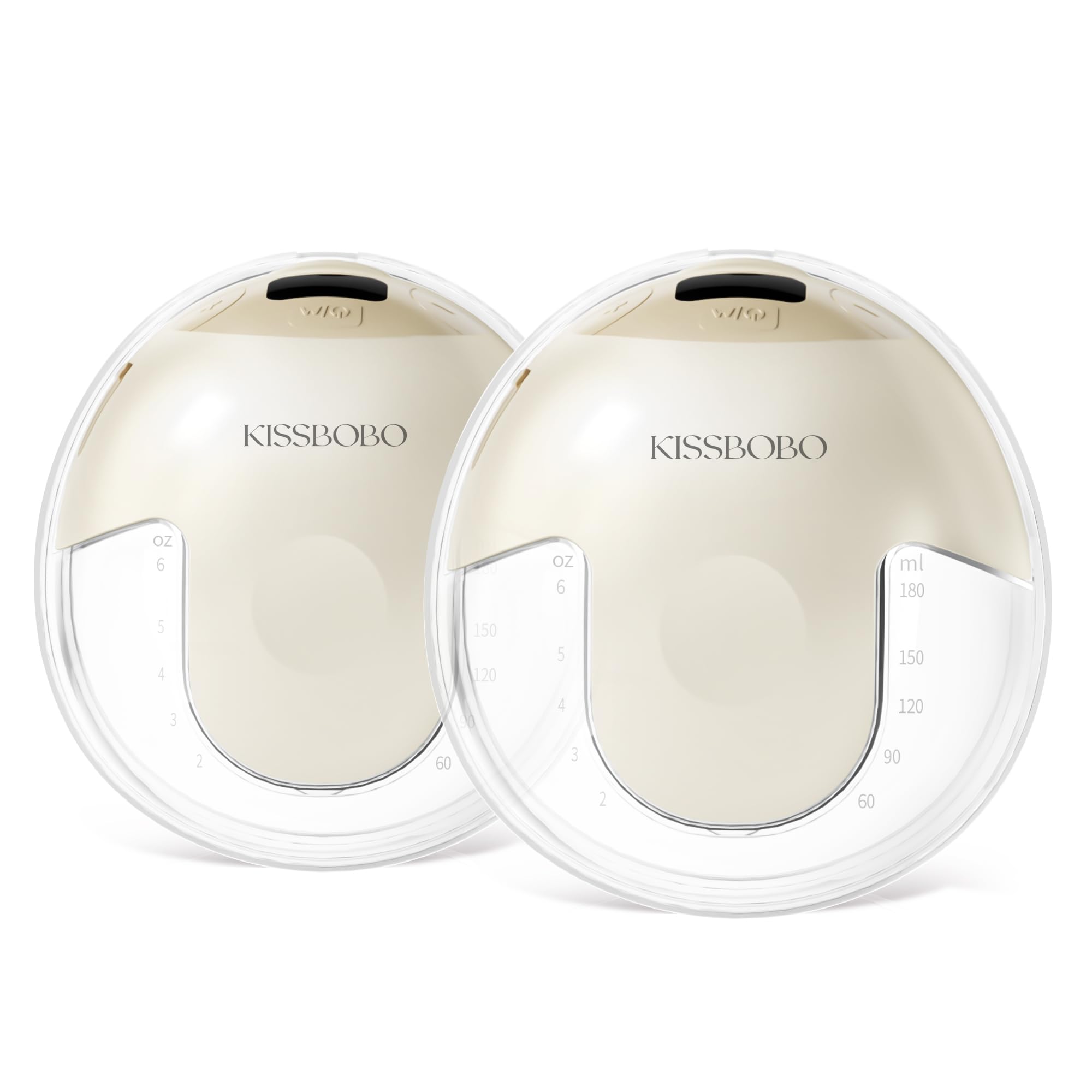 KISSBOBO K5 Tiralatte elettrico doppio,19 livelli 4 modalità, 320 mmHg forte potenza di aspirazione tiralatte a mani libere, indolore estrae latte materno elettrico(Beige 2 pezzi)