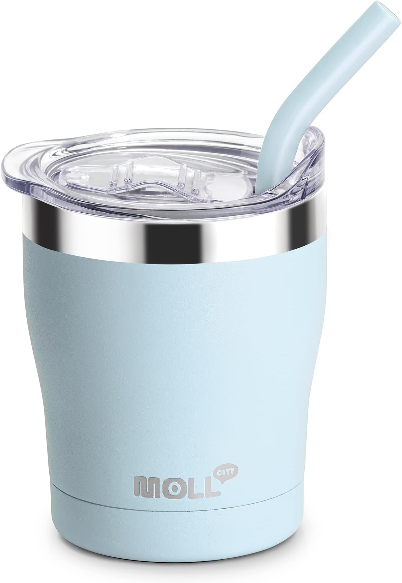 kids Cup-9 oz Stainless Steel Vacuum Insulated Tumbler Lids and Straws- Kids Smoothie Cup Spill Proof, BPA Free(Blue)