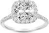 14K White Gold 3 Carat LAB GROWN IGI CERTIFIED DIAMOND Halo Cushion Cut Diamond Engagement Ring H-I Color VS1-VS2 Clarity 2.5 Ct Center