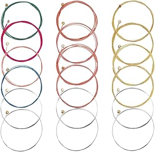 Gitarrensaiten für Akustikgitarre, 3 Sets mit 6 Gitarrensaiten für Akustikgitarre, Ersatzsaiten aus Edelstahl für Akustikgitarre (Messing Set, Kupfer Set, Mehrfarbig Set)