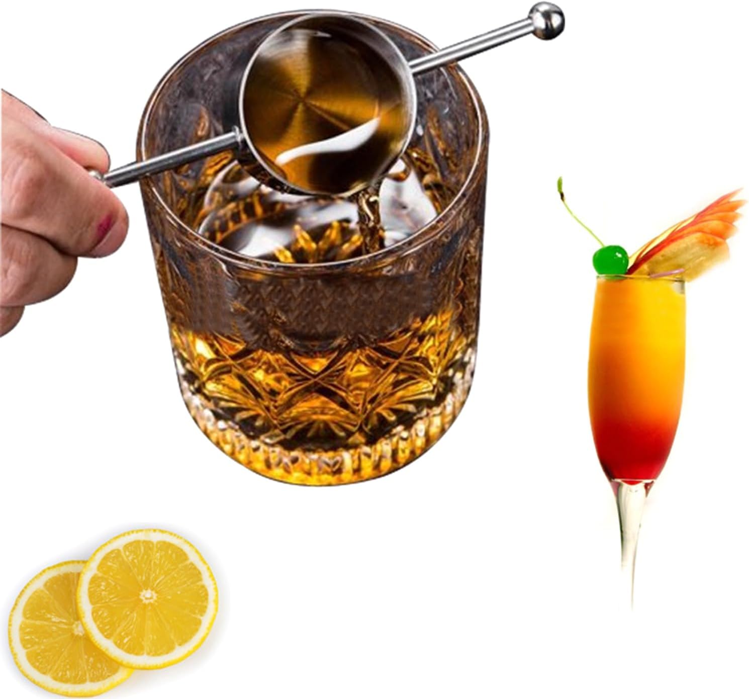 2pcs Stainless Steel Cocktail Jigger Set For Precise Liquor Mixing Double Beads Measuring Cup Practical Bartenders Tool Cocktail Measuring Tool