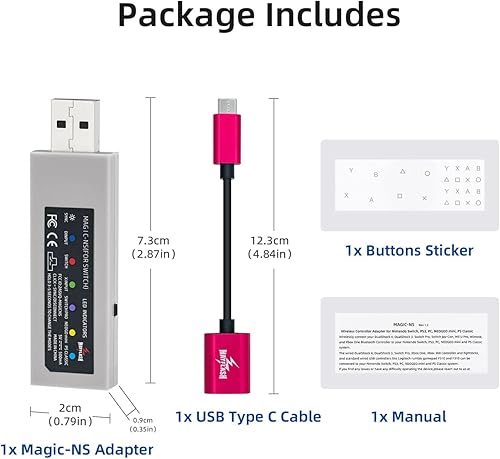 Miniatura 5 de Mcbazel Mayflash Magic-NS inalámbrico PS5 PS4 PS3 Switch Pro Controller Fighting Stick Adapter para Nintendo Switch PC, NeoGeo Mini con USB a tipo C
