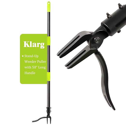 4-Claw Stand-Up Weeder Puller with 50" Long Handle, Dandelion Weed Puller Tool,Heavy Duty Weed Puller for Garden & Lawn Care, Easily Weed Removal Without Bending or Kneeling