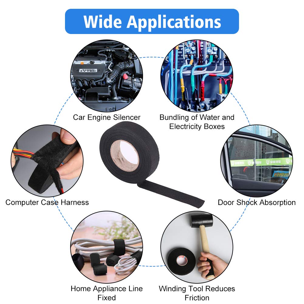 Keenso Nastro per cablaggio automobilistico, nastro per cablaggio automobilistico resistente alle alte temperature (19 mm * 15 m)